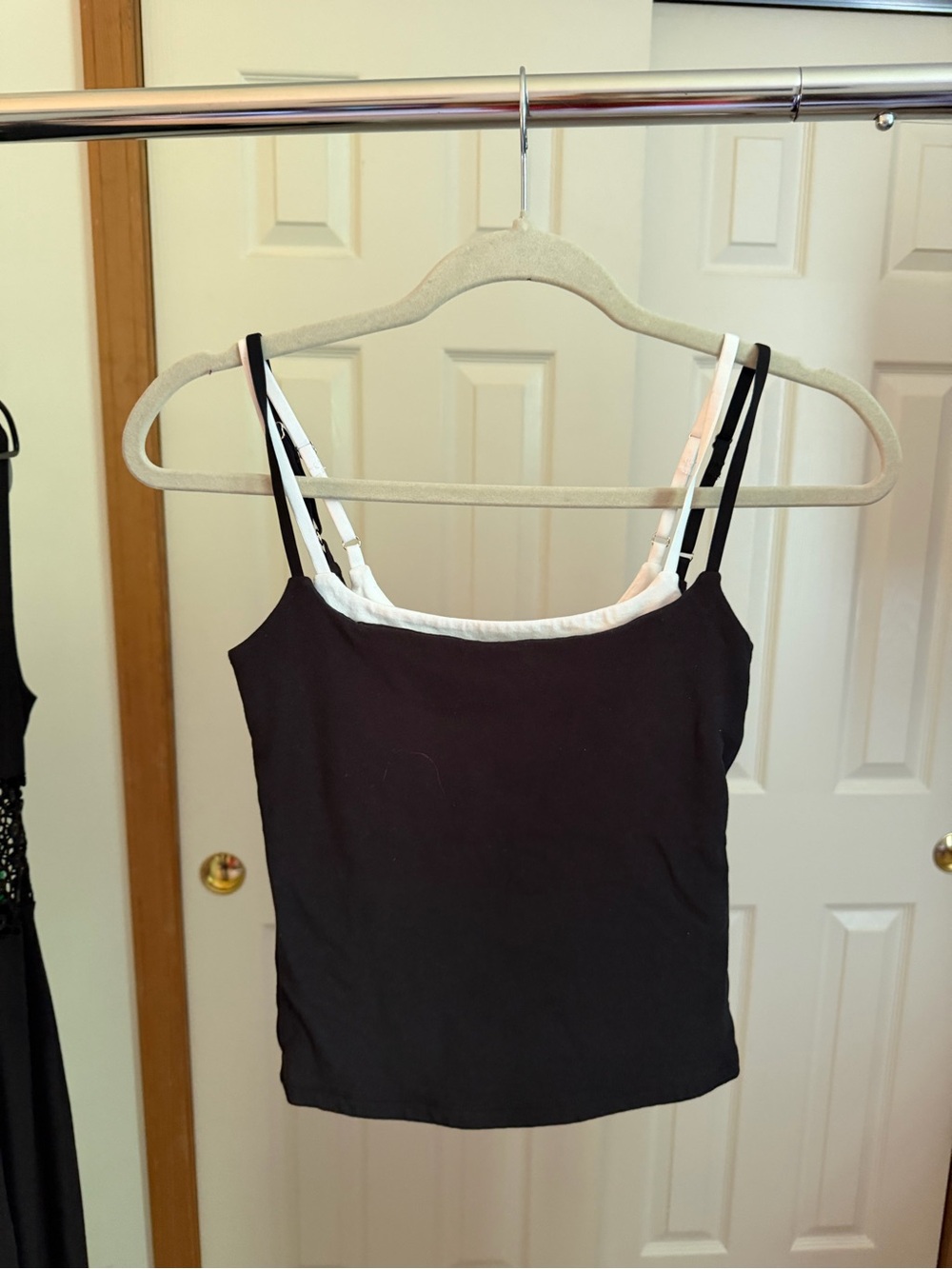 Abercrombie & Fitch Black Cami with White Trim and Double Straps